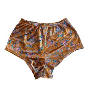 Savage X Fenty Women Orange Floral Velvet Sleep Shorts Loungewear Size Small